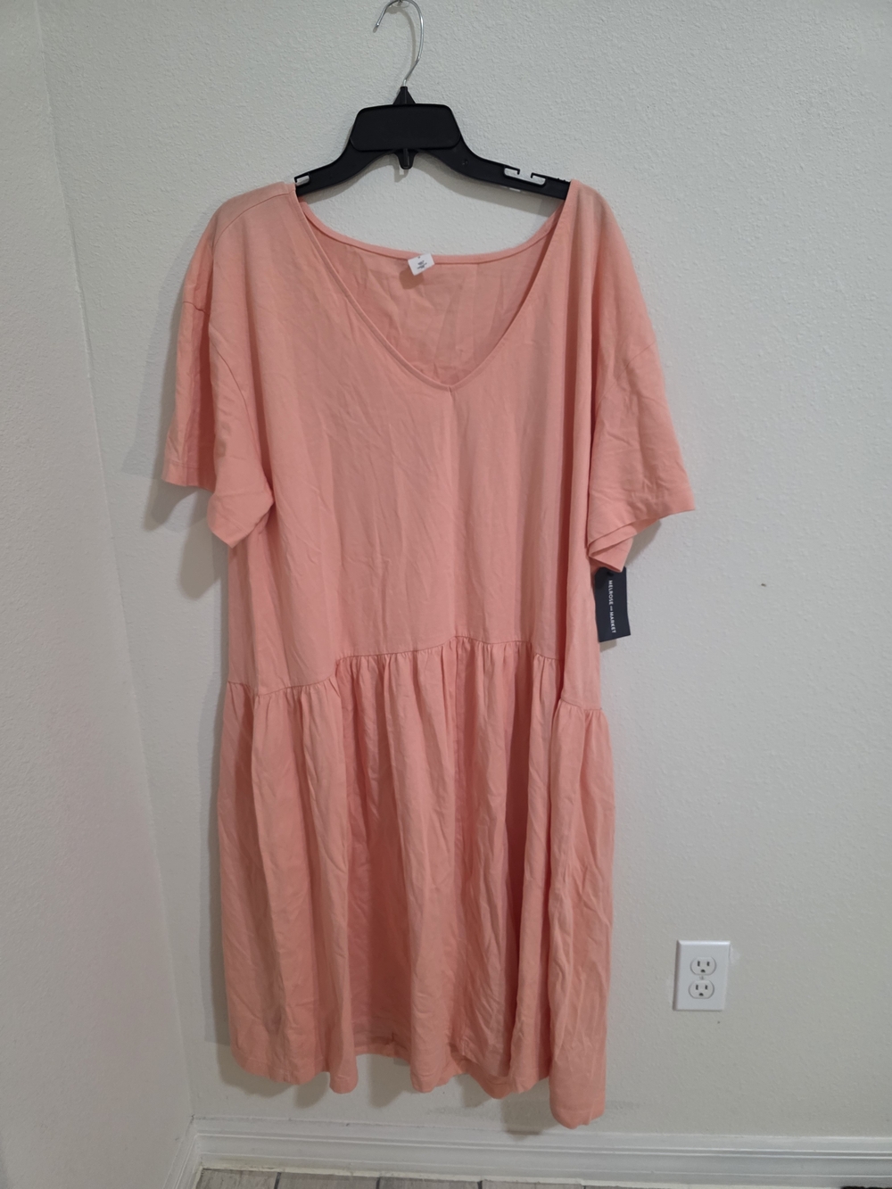 Melrose and Market Soft Peach V-Neck Tiered Midi Dress